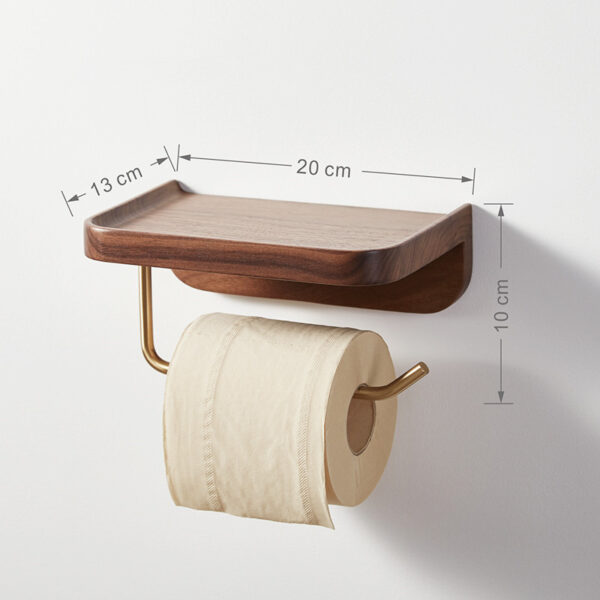 Solid Wood Creative Wall-mounted Paper Towel Rack Toilet Roll Holder Wall-mounted - Image 3