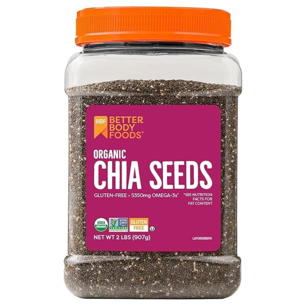 BetterBody Foods Organic Chia Seeds 2 lbs, 32 Oz, with Omega-3