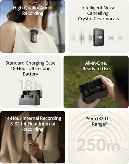 Wireless Lavalier Microphone, Intelligent Noise Cancelling, 32-bit Float Internal Recording, 820 ft.(250m) - Image 3