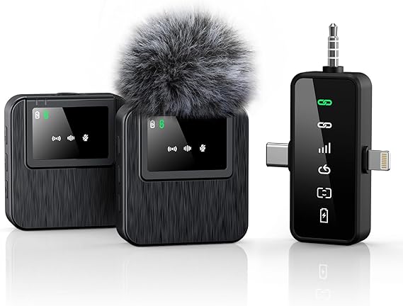 3-in-1 Mini Microphone for iPhone, Android, Camera - 328ft Long Range,
