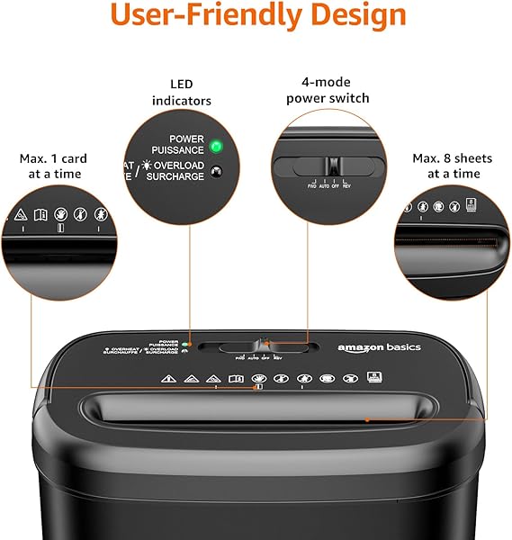 Amazon Basics 8-Sheet Cross Cut Paper Shredder and Credit Card Shredder - Black - Image 2