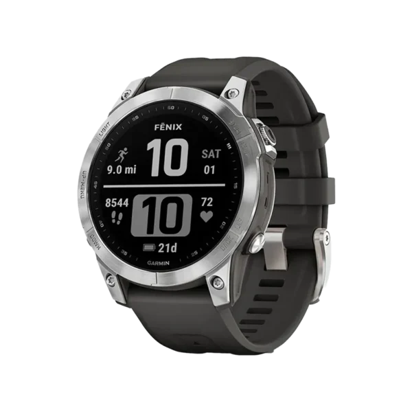 Garmin Fenix 7 Multisport GPS Watch Silver with Graphite Band - Image 3