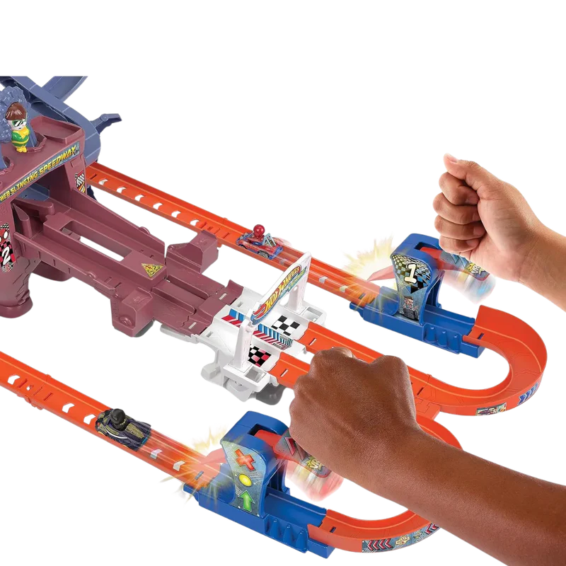 Hot Wheels Spider-Man Web-Slinging Speedway Track Set Spider-Man & Black Panther - Image 3